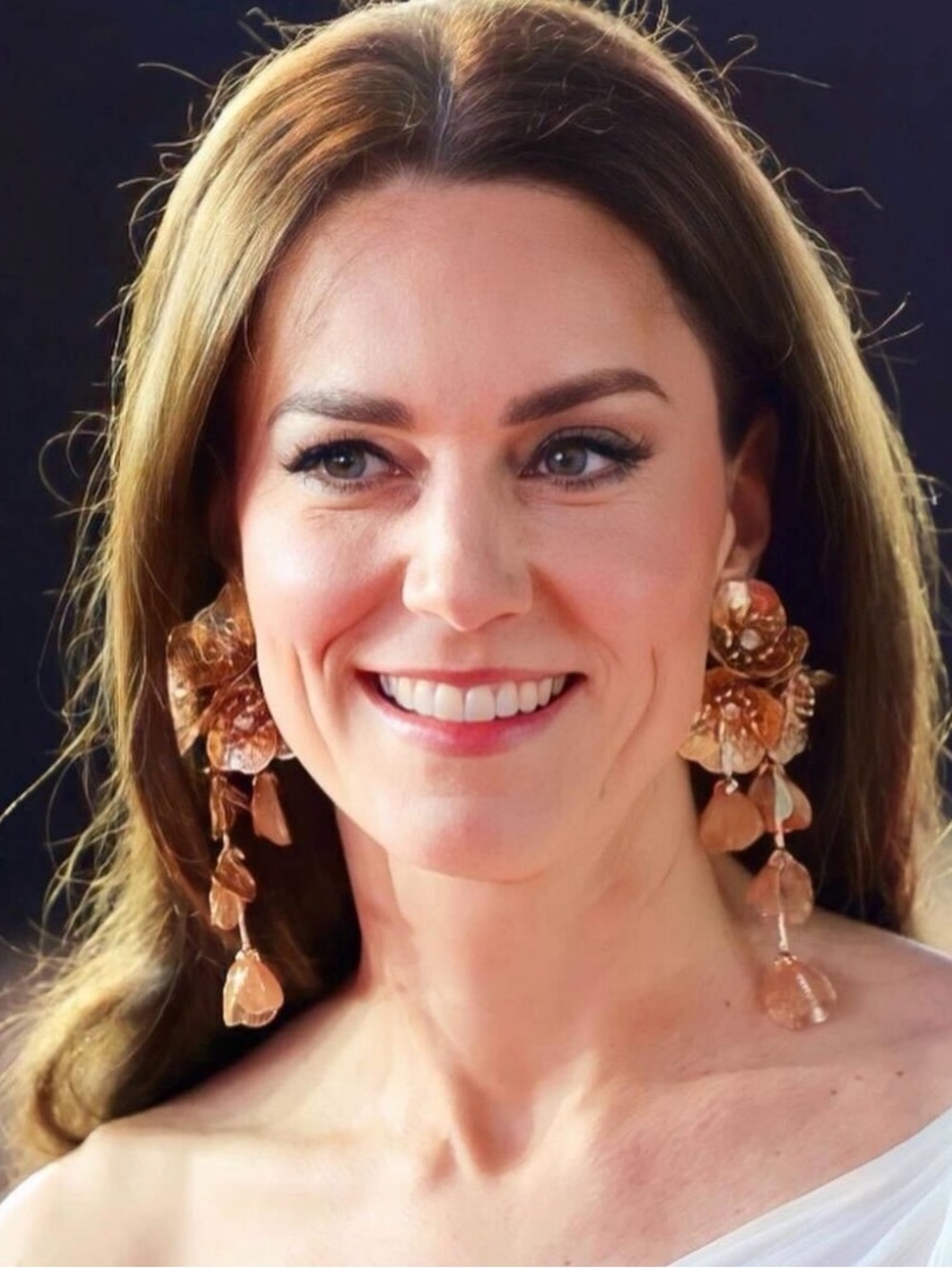 Zara Princess Kate Earrings Rose Gold Floral Cascade Earrings - Picture 4 of 7
